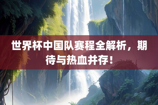 世界杯中国队赛程全解析，期待与热血并存！