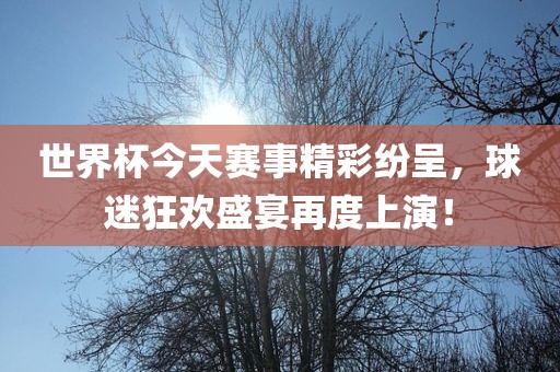 世界杯今天赛事精彩纷呈，球迷狂欢盛宴再度上演！