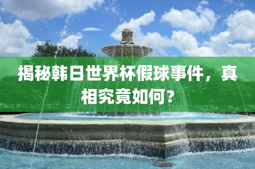 揭秘韩日世界杯假球事件，真相究竟如何？