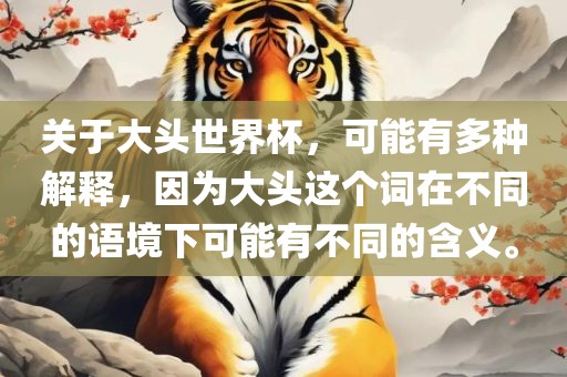 关于大头世界杯，可能有多种解释，因为大头这个词在不同的语境下可能有不同的含义。沧州禾苗留学中介服务有限公司