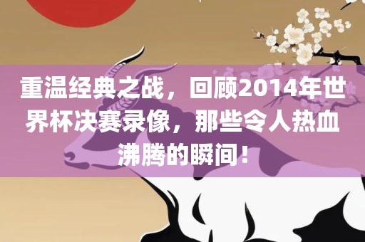 重温经典之战，回顾2014年世界杯决赛录像，那些令人热血沸腾的瞬间！