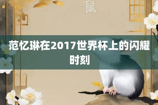 范忆琳在2017世界杯上的闪耀时刻沧州禾苗留学中介服务有限公司