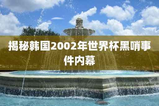 揭秘韩国20沧州禾苗留学中介服务有限公司02年世界杯黑哨事件内幕