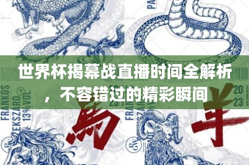 世界杯揭幕战直播时间全解析，不容错过的精彩瞬间